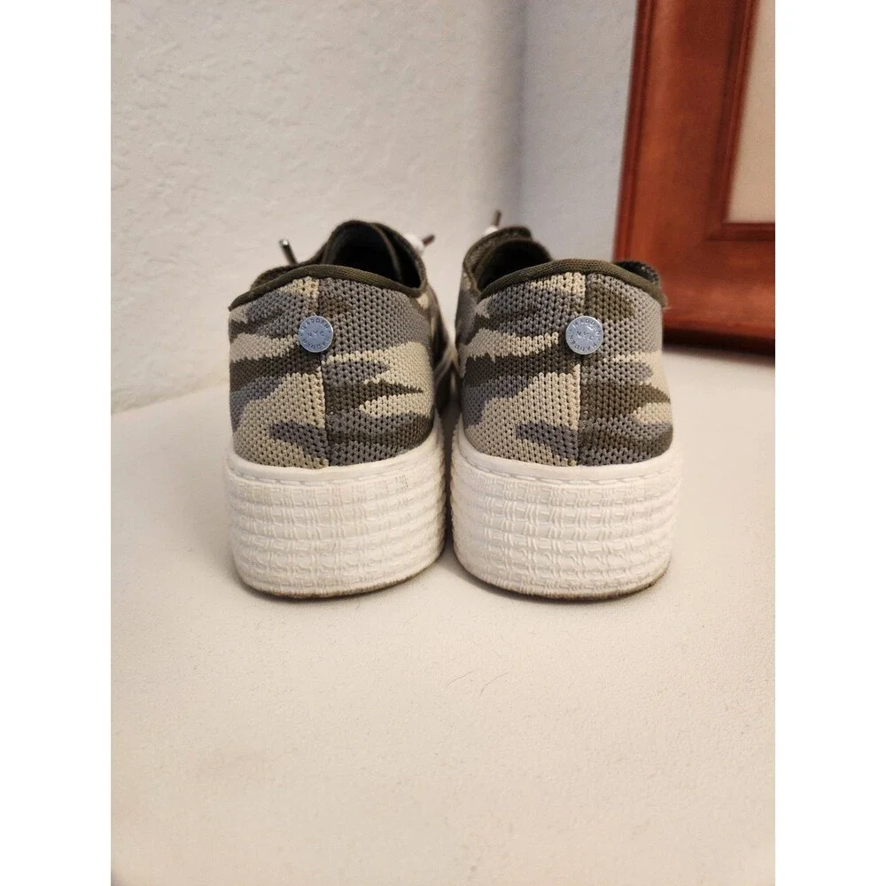 Madden NYC Green Camo Knit Platform Slip On Sneakers Sz 8.5 Camouflage Low Top